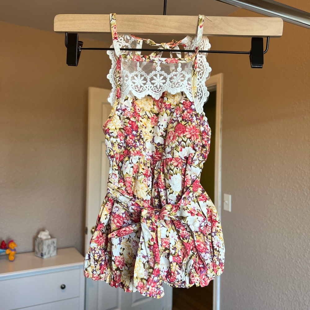 NWT Infant Girls Catpapa Floral Romper 12-18m